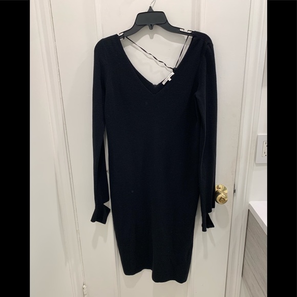 NWT Helmut Lang long black slash cuff sweater dress. Size large - Picture 1 of 6